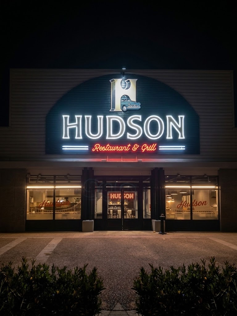 Façade officielle illuminée Le Hudson Jaux